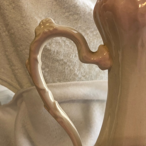 Vintage ivory and pink ceramic ornate pitcher shabby chic - Picture 4 of 15